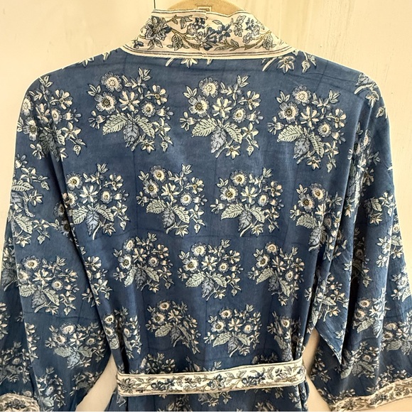 Pottery Barn Blue Print Cotton Robe OS - Picture 8 of 10